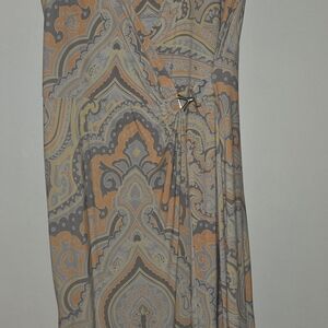 Paisley Wrap Skirt - Gray and Orange